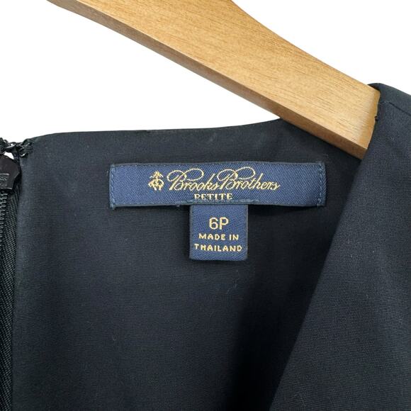 Brooks Brothers Petite Black Poplin Cotton V-neck Sleeveless Fit & Flare Dress - Picture 10 of 12